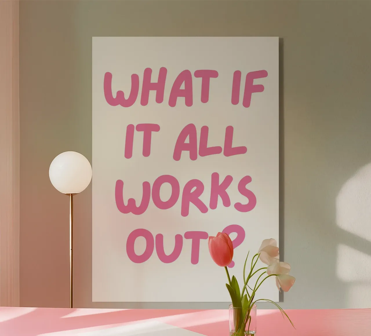 What If It All Works Out ,Tipografía de moda, Preppy rosa metacrilato de pdigitalprints
