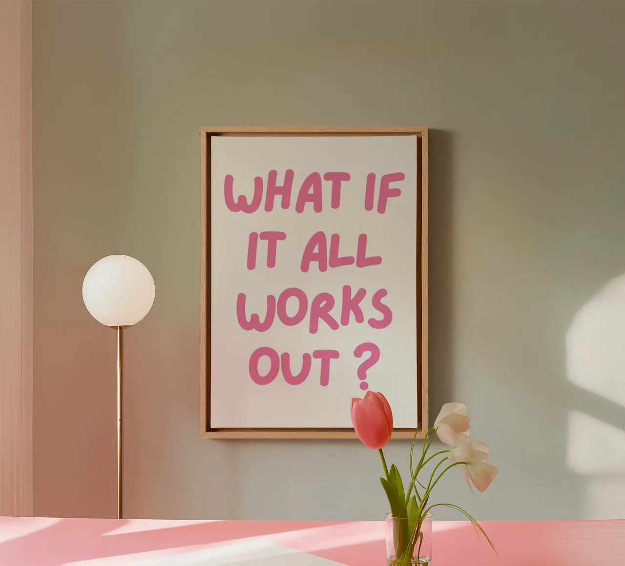What If It All Works Out ,Trendy Typography, Pink Preppy canvas by pdigitalprints