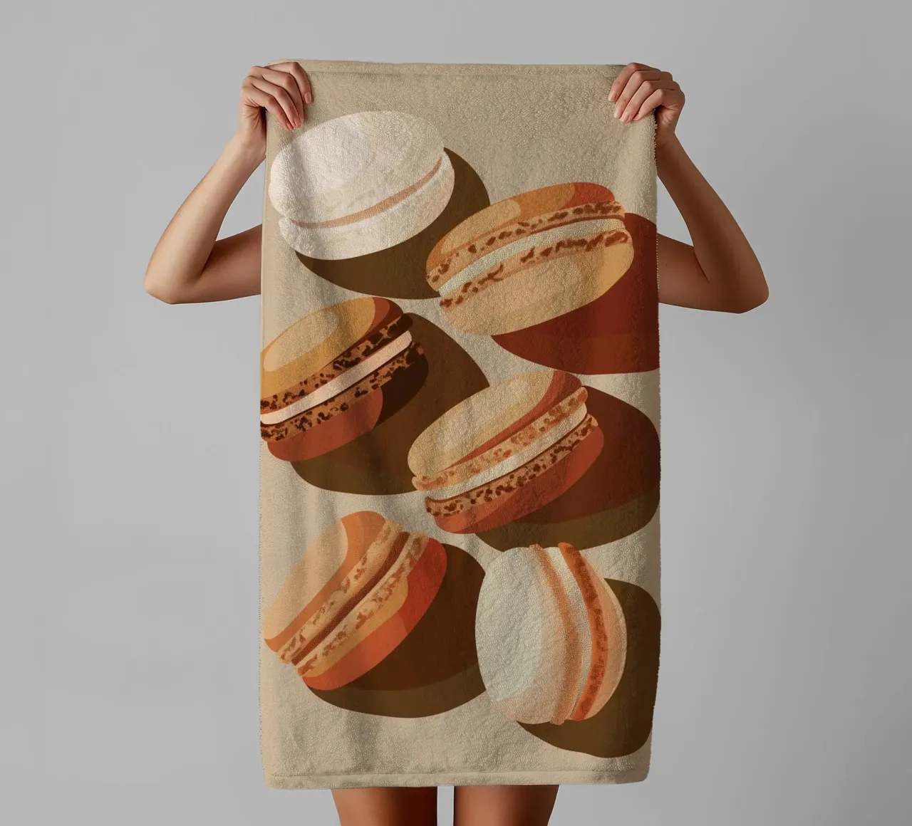 Dolci macarons beige asciugamano da bagno da Carinaprint