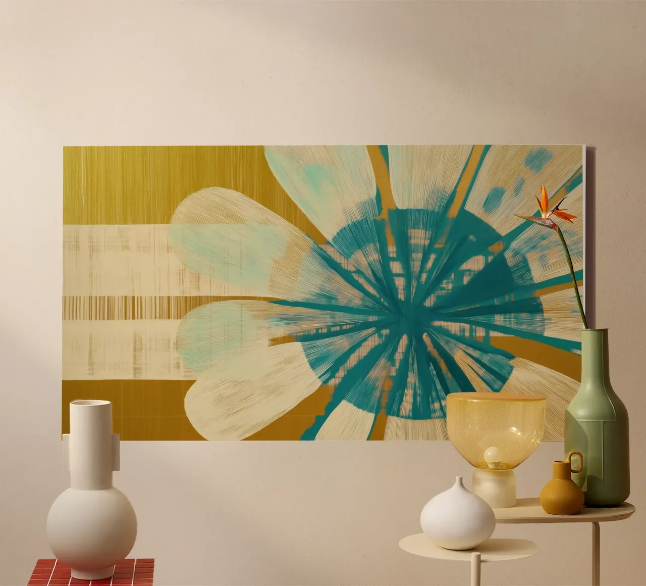 Abstracte bloem canvas met Baklijst van Imagine