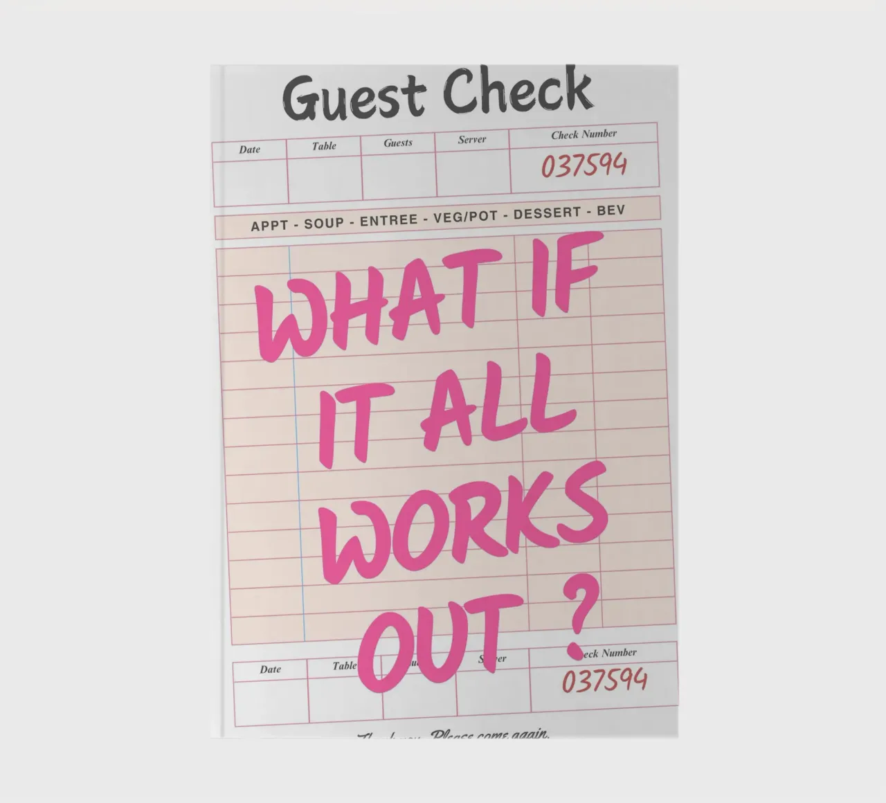 Guest Check,E se tutto funzionasse, Tipografia di tendenza diario da pdigitalprints