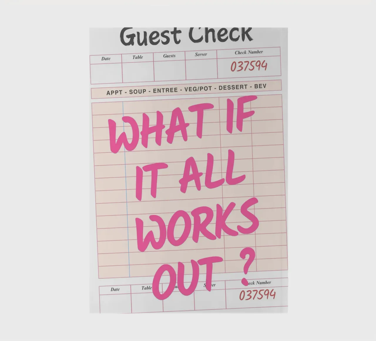 Guest Check,E se tutto funzionasse, Tipografia di tendenza diario da pdigitalprints