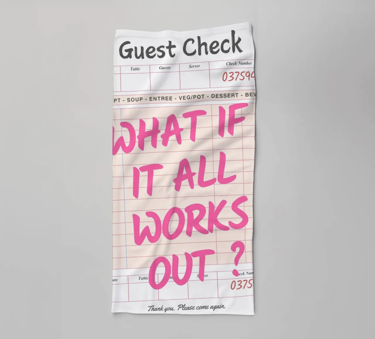 Guest Check, What If It All Works Out, Trendy Typography (en anglais) serviette de bain de pdigitalprints