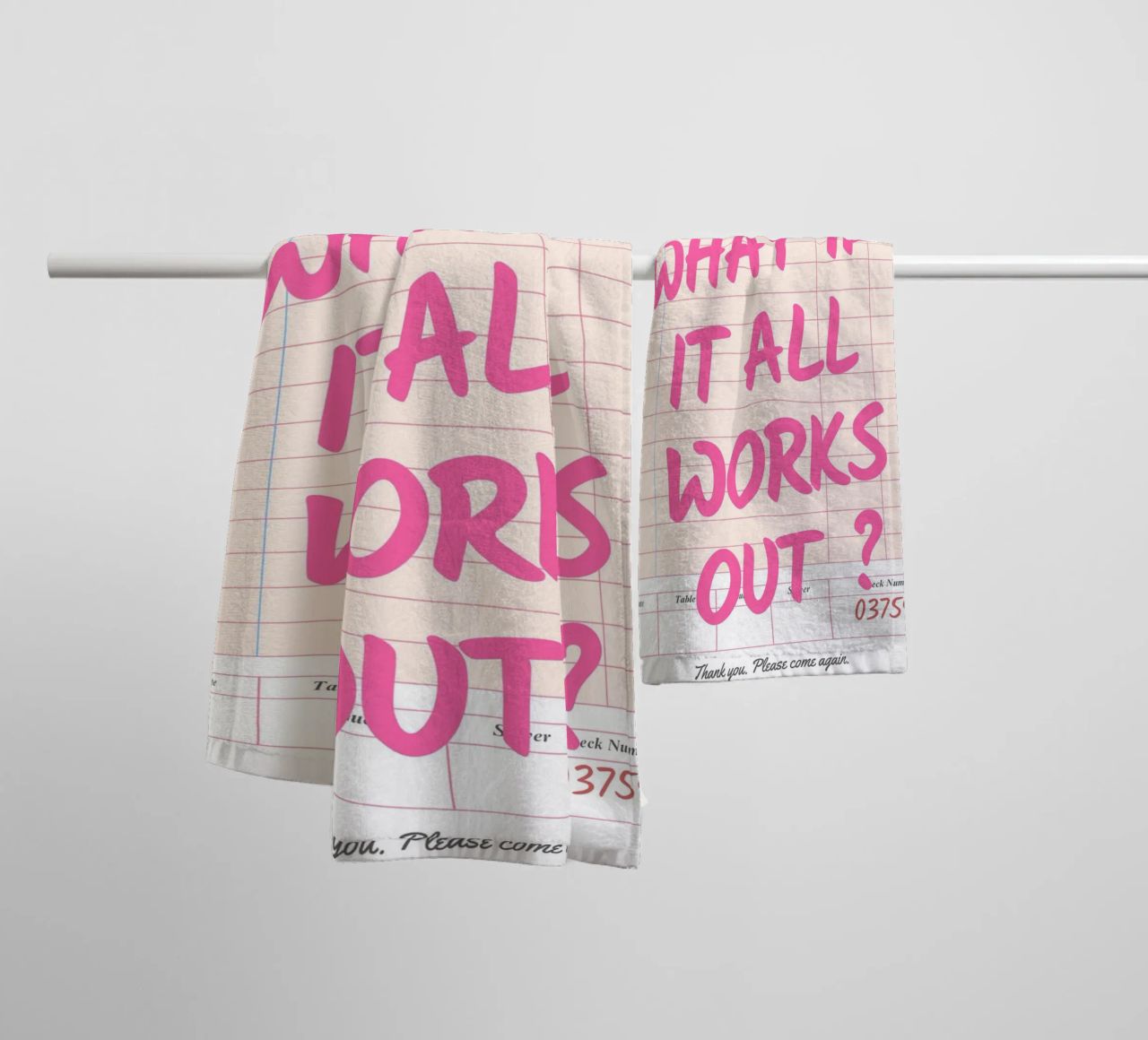 Guest Check,What If It All Works Out, Trendy Typography towel by pdigitalprints