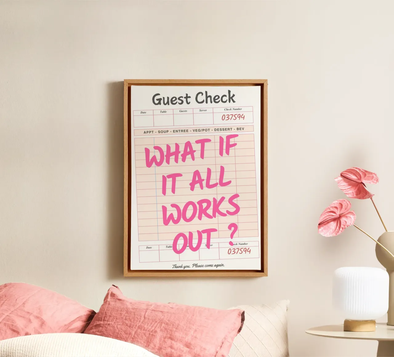 Guest Check, What If It All Works Out, Trendy Typography (en anglais) toile de pdigitalprints