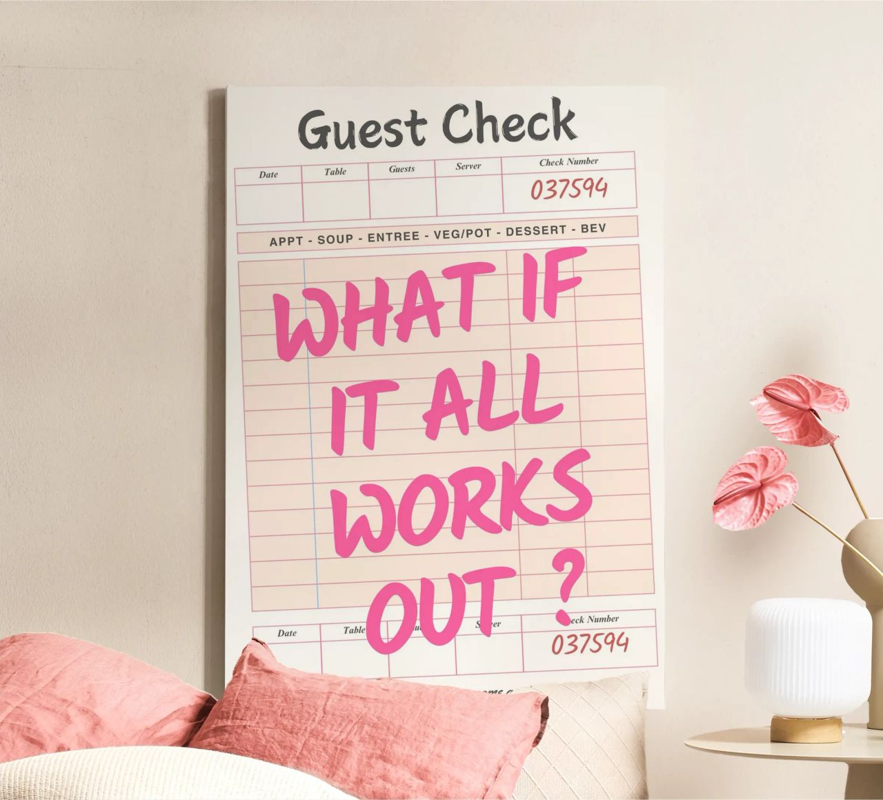 Guest Check,What If It All Works Out, Trendy Typography canvas by pdigitalprints