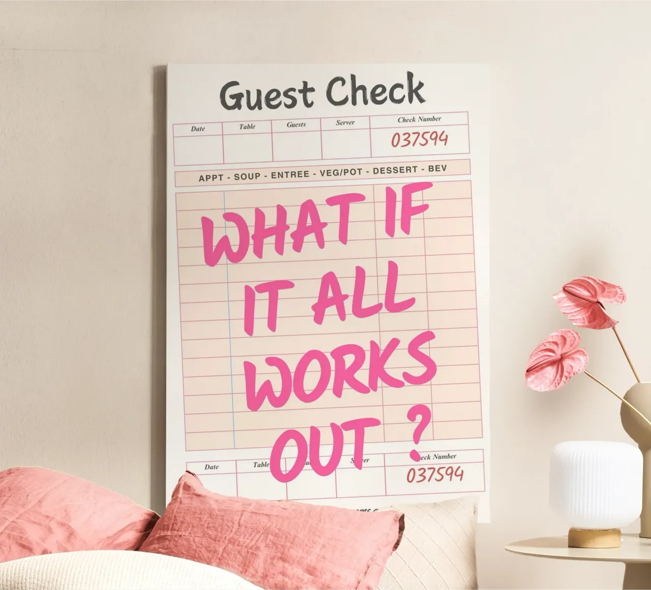 Guest Check, What If It All Works Out, Trendy Typography (en anglais) toile de pdigitalprints
