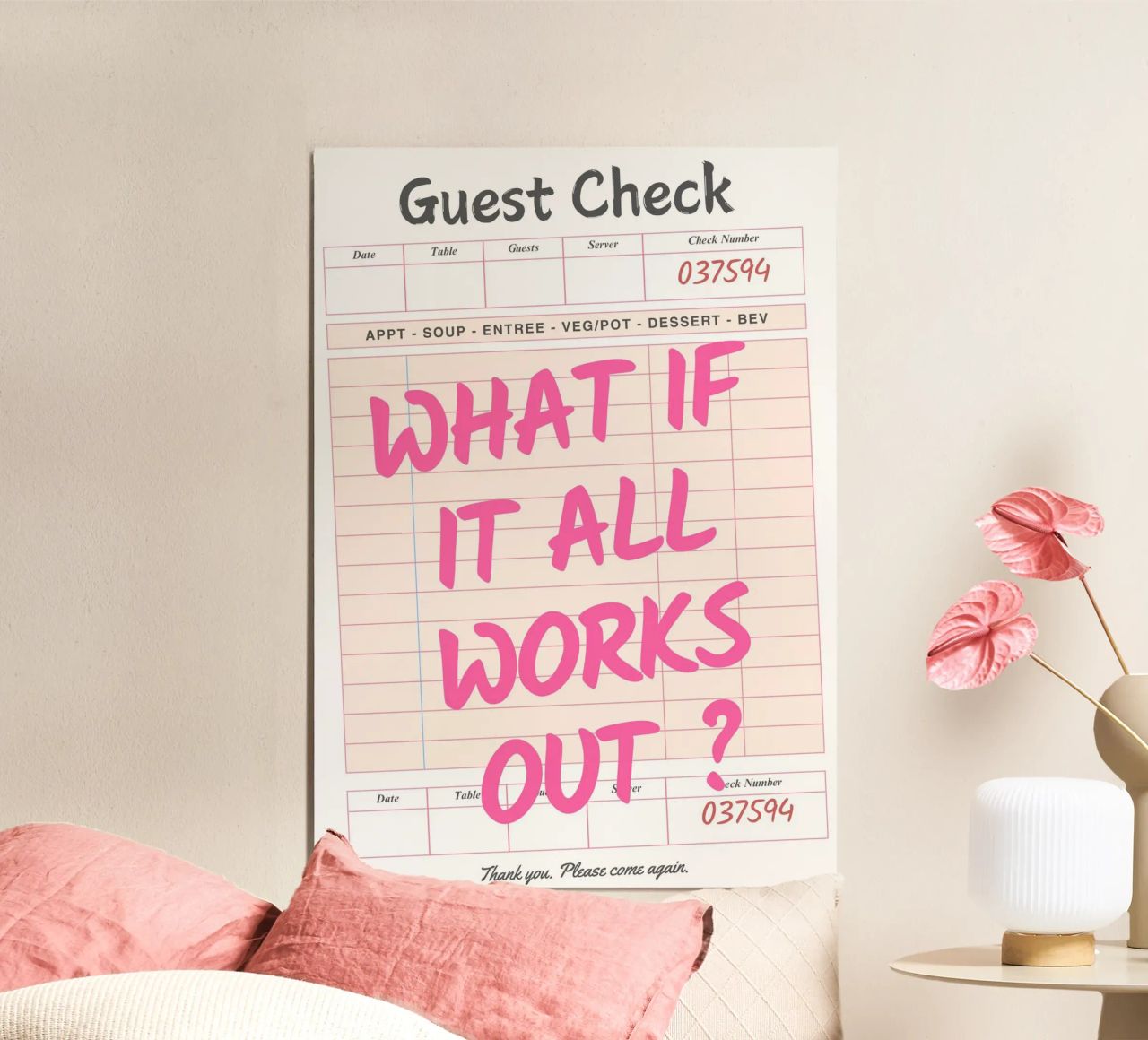 Guest Check,What If It All Works Out, Trendy Typography hahnemühle by pdigitalprints
