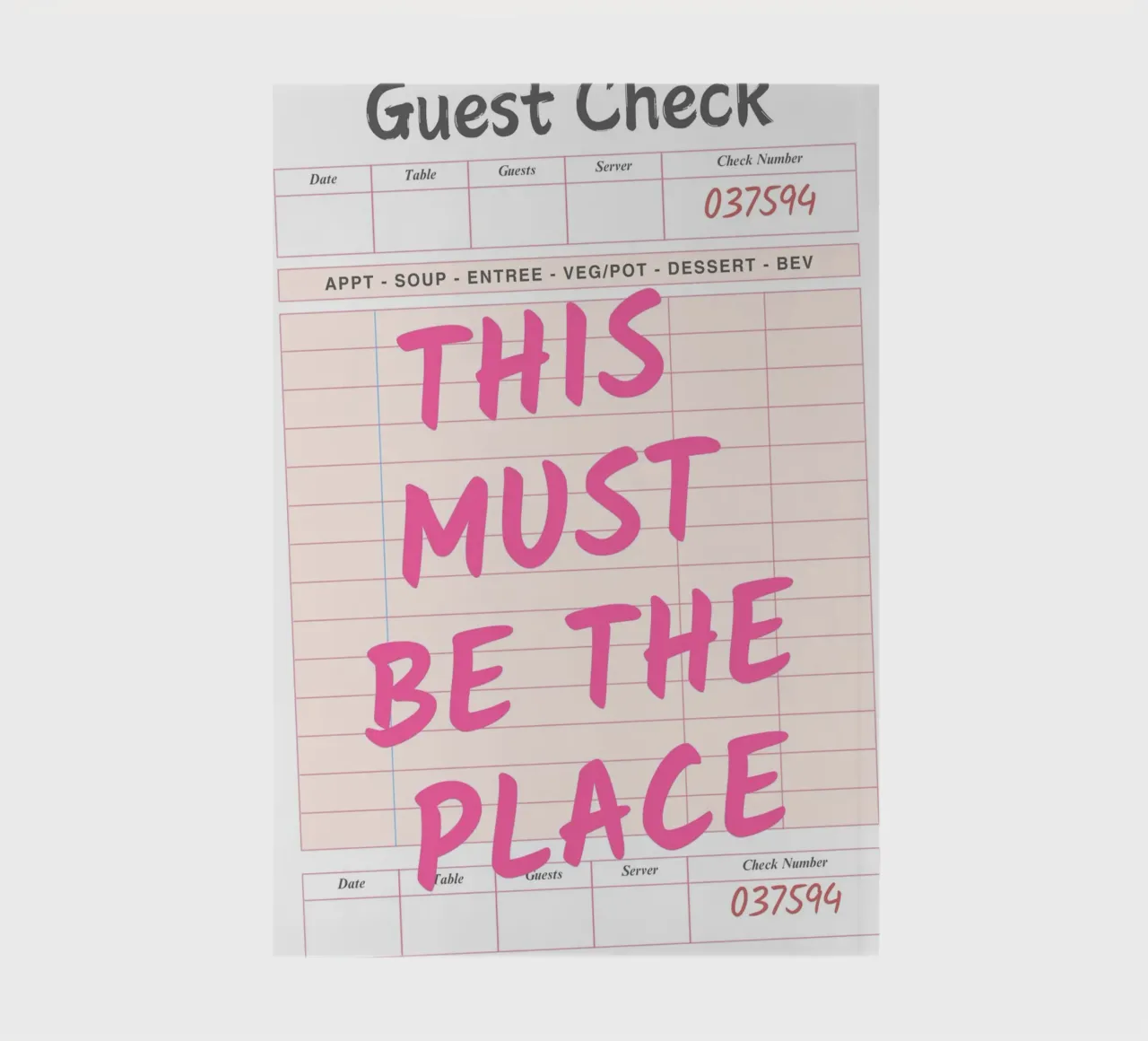 This Must Be The Place Guest Check Print, notebook by pdigitalprints