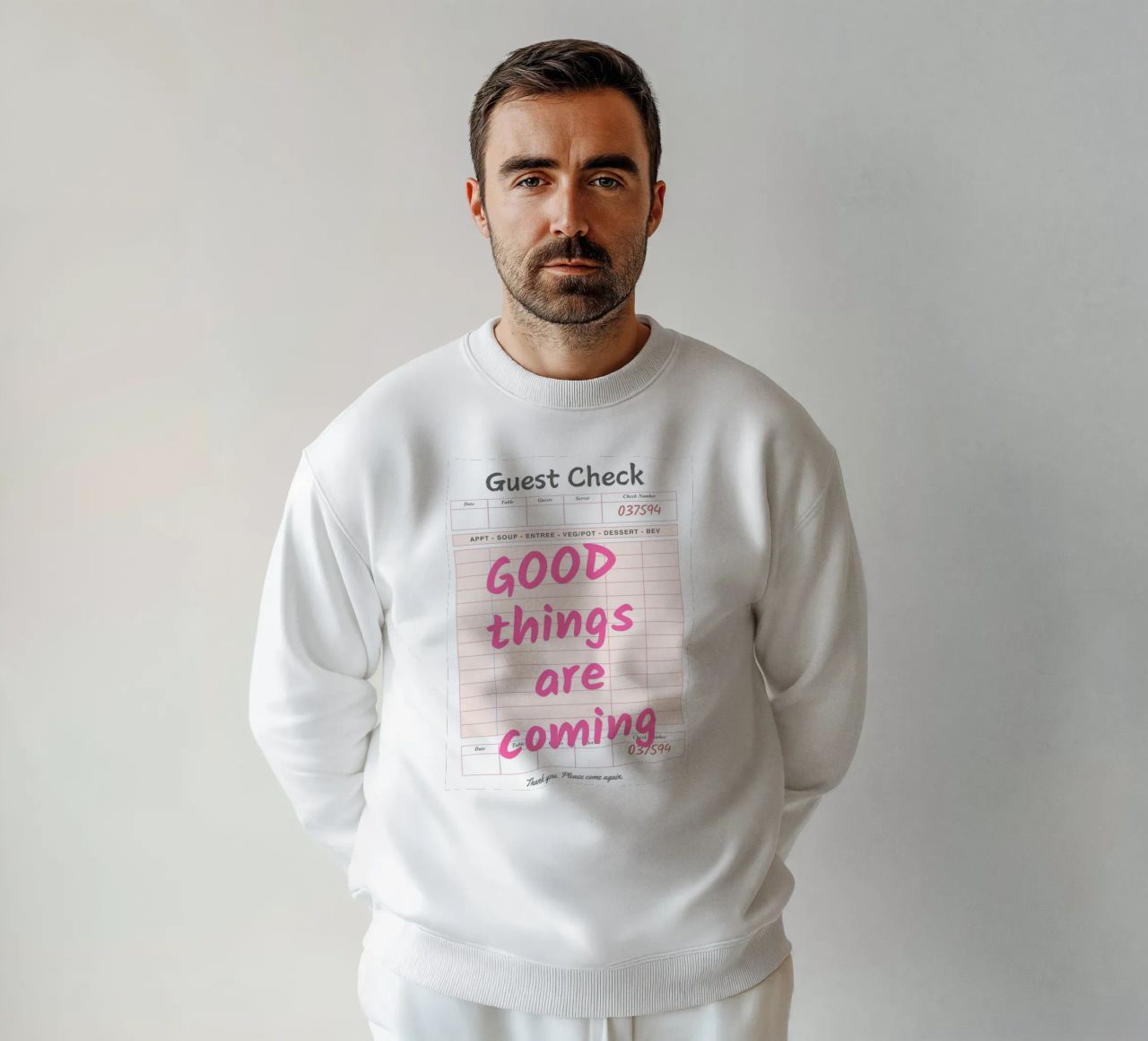 Guest Check Print, Arte di tendenza, Le cose belle stanno arrivando felpa da pdigitalprints
