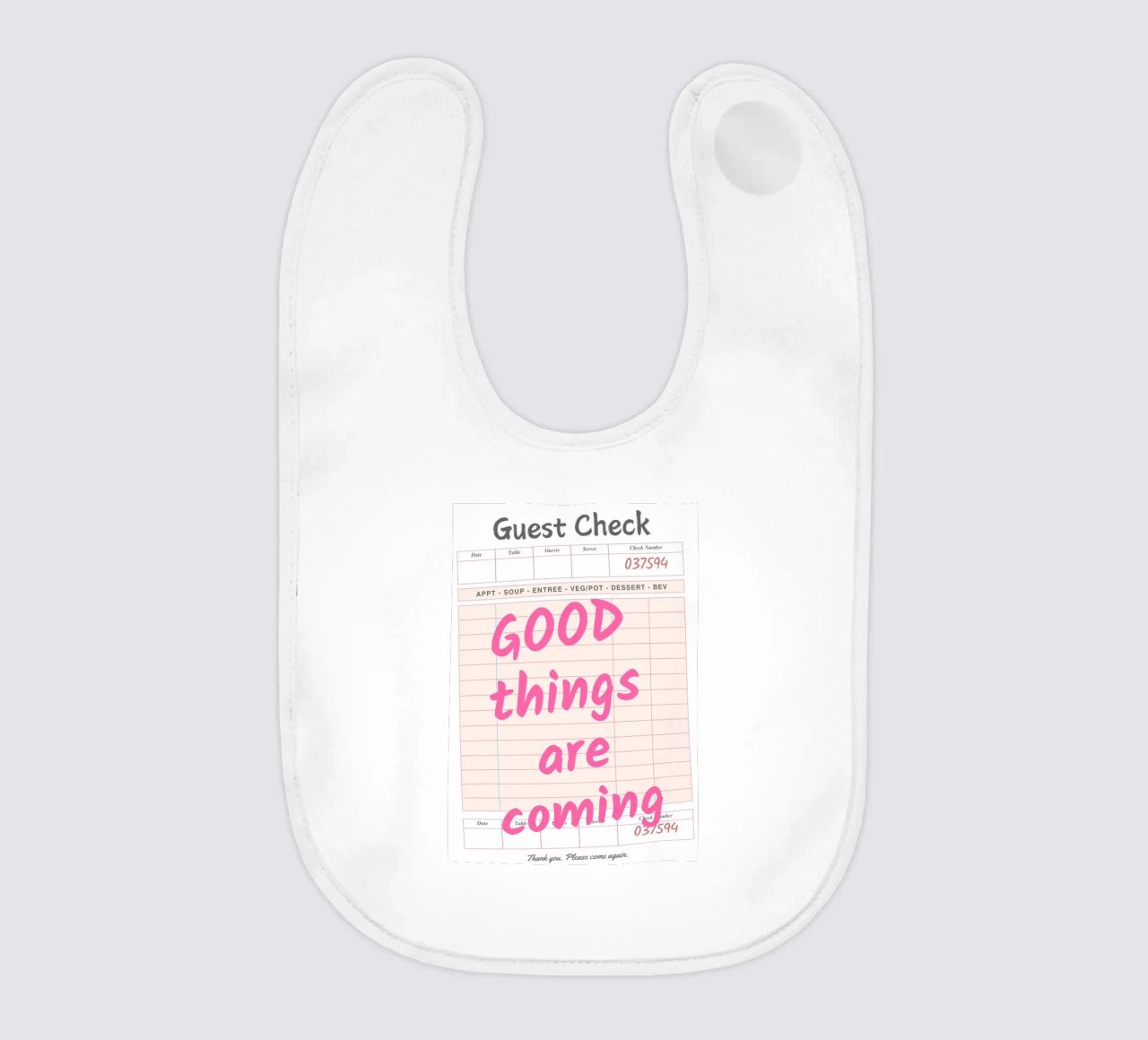 Guest Check Print, Arte di tendenza, Le cose belle stanno arrivando bavaglino da pdigitalprints