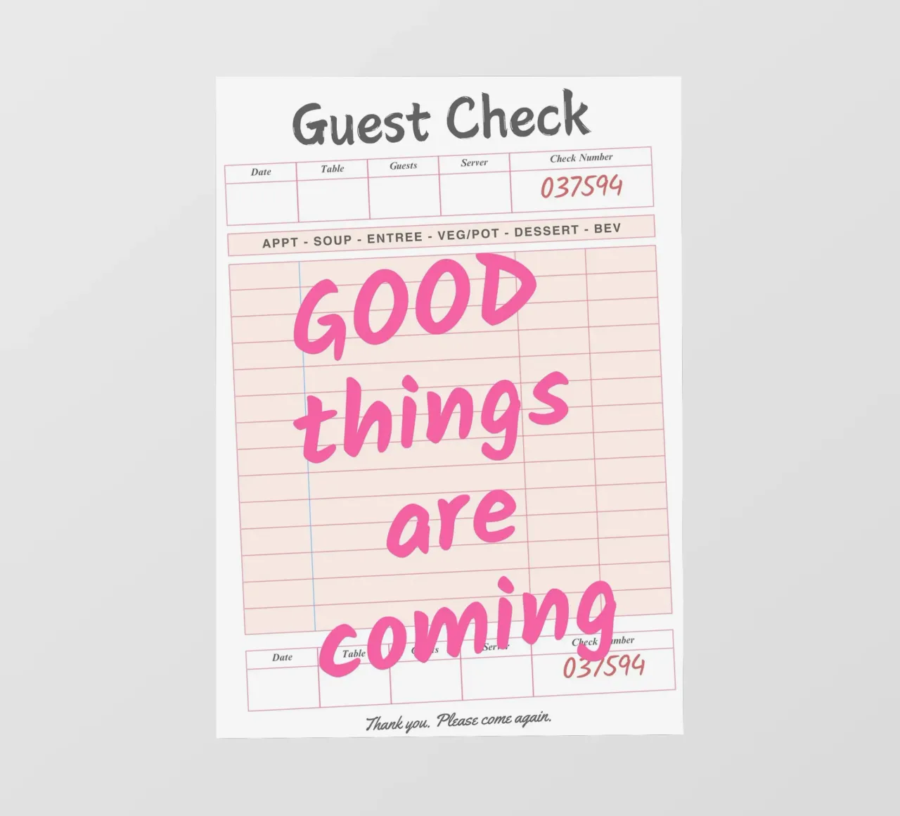 Guest Check Print, Arte di tendenza, Le cose belle stanno arrivando telo in pvc da pdigitalprints