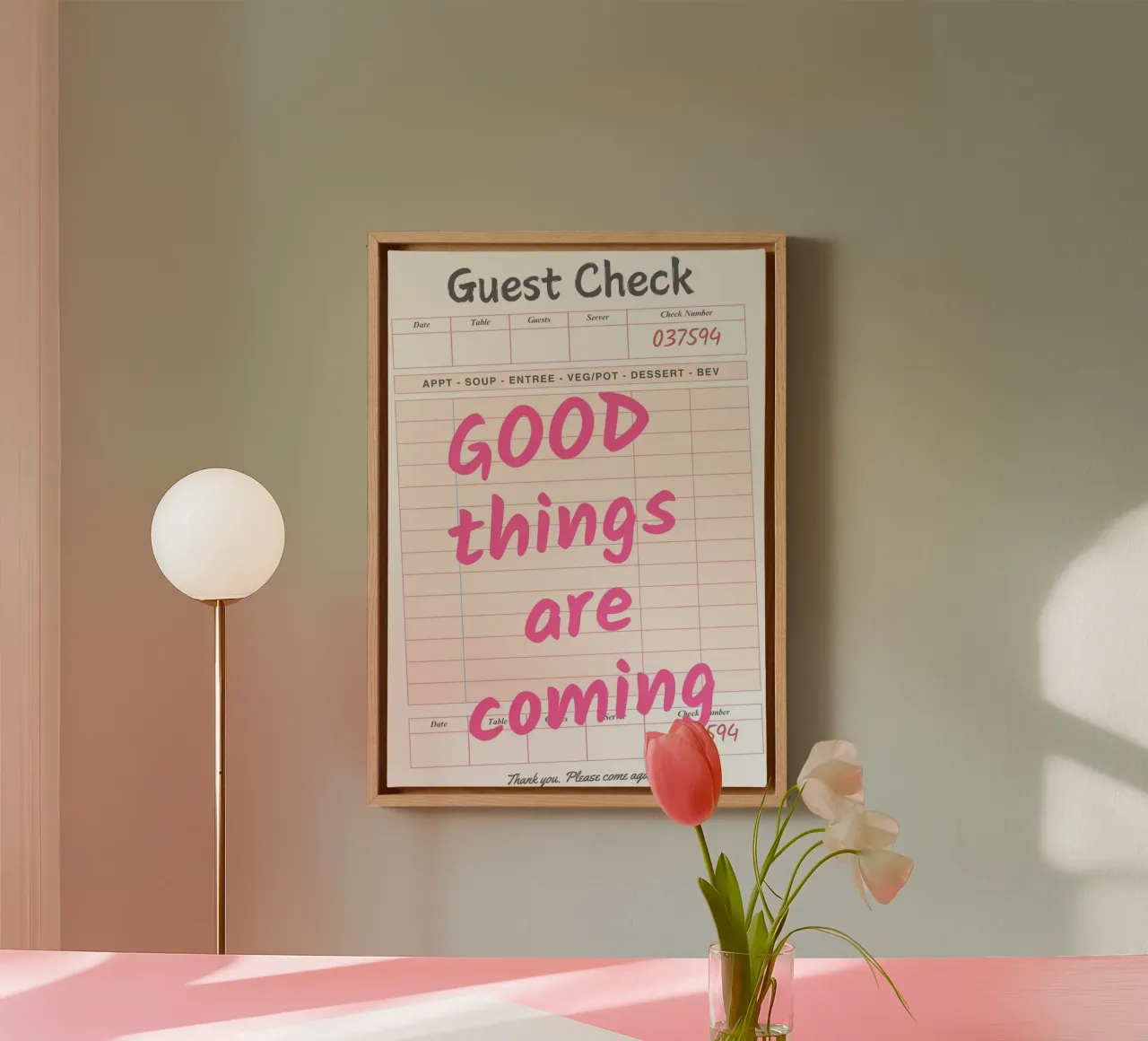 Guest Check Print, Trendy Art, Good Things Are Coming canvas by pdigitalprints
