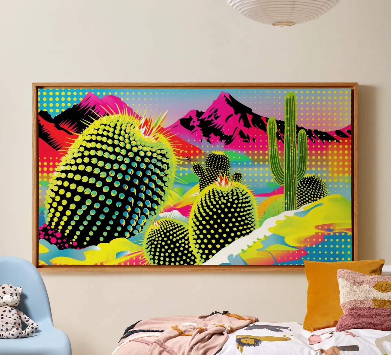 Neon Pop Art Desert - Lichtenstein incontra la psichedelia | 16:9 tela con Cornice a cassetta da Autofocus