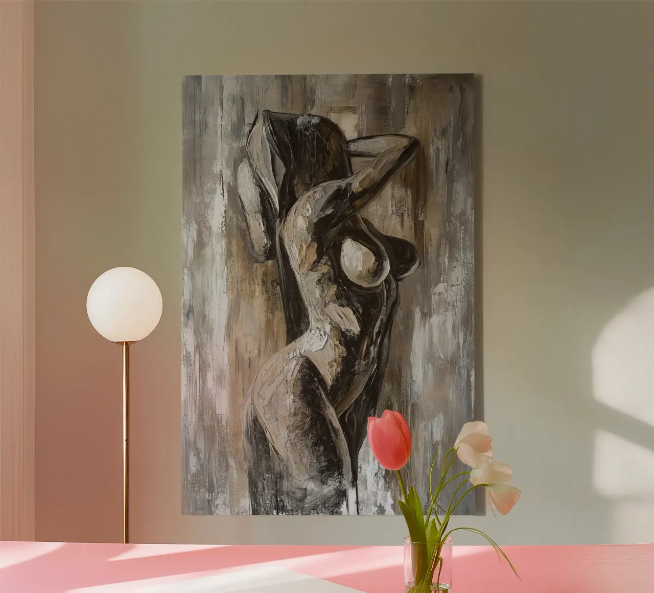 Abstrakte Nacktheit Leinwand mit Schattenfugenrahmen von Imagine