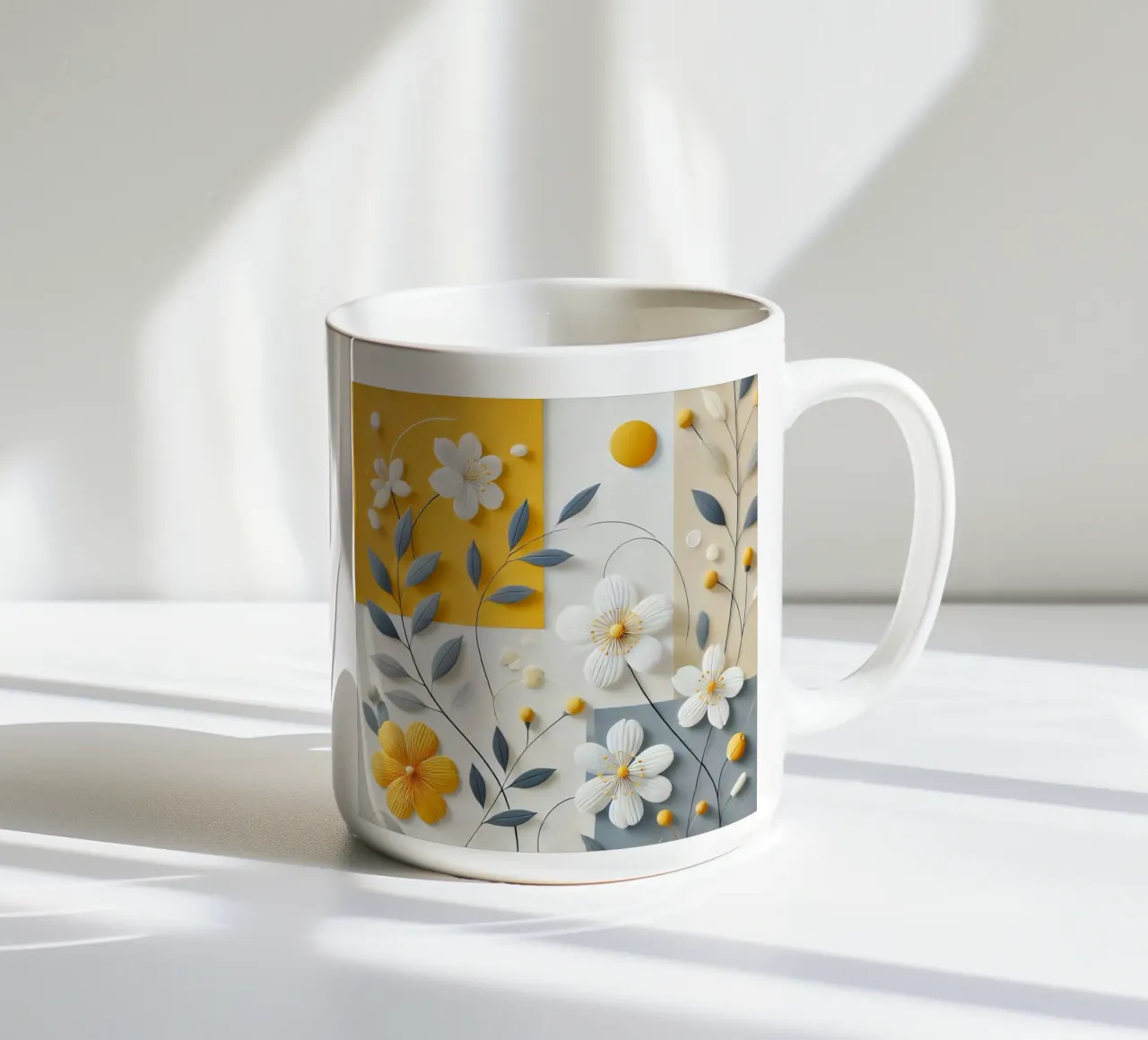 Fiori gialli tazza in ceramica da abstrakt