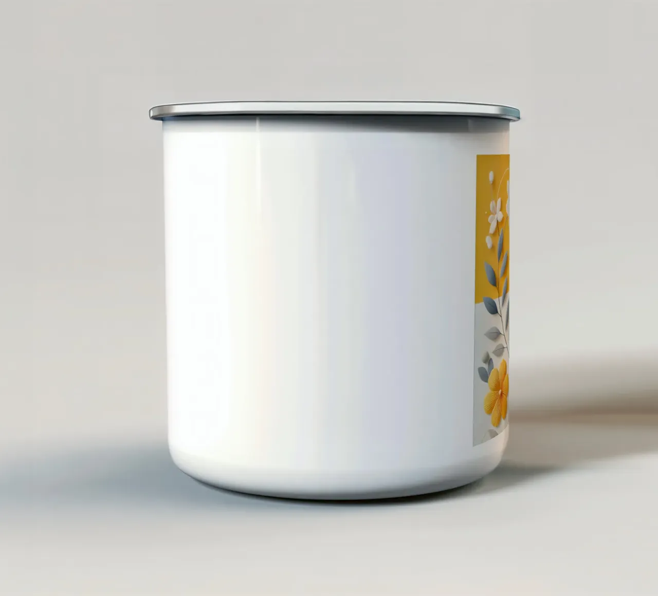 Flores amarillas taza de esmalte de abstrakt