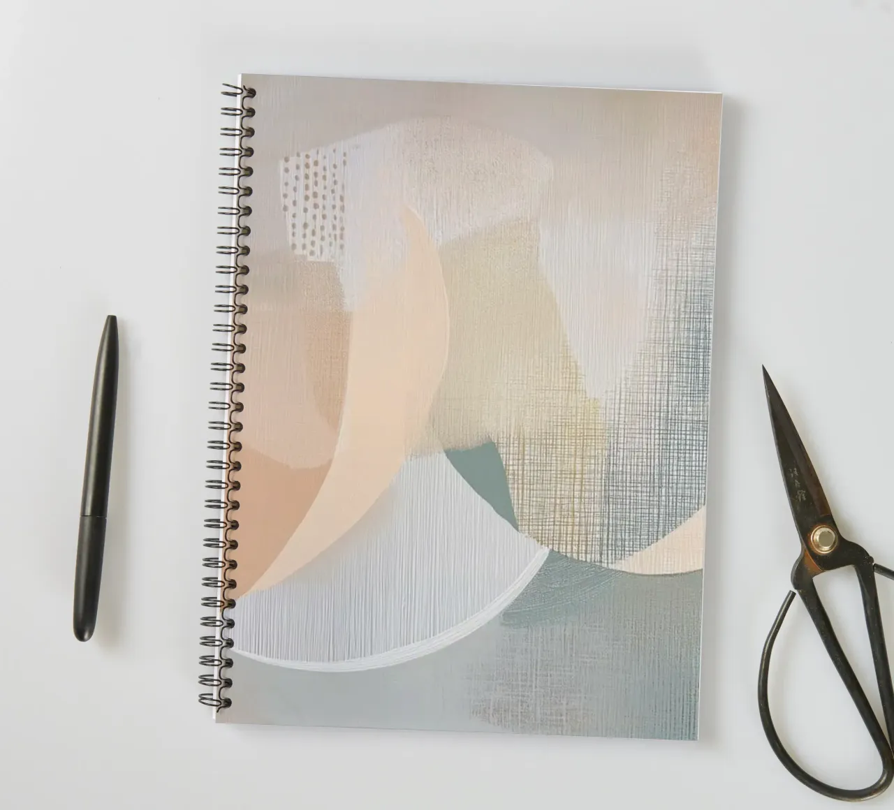 Abstract shapes in soft tones spiral notebook by Imagine