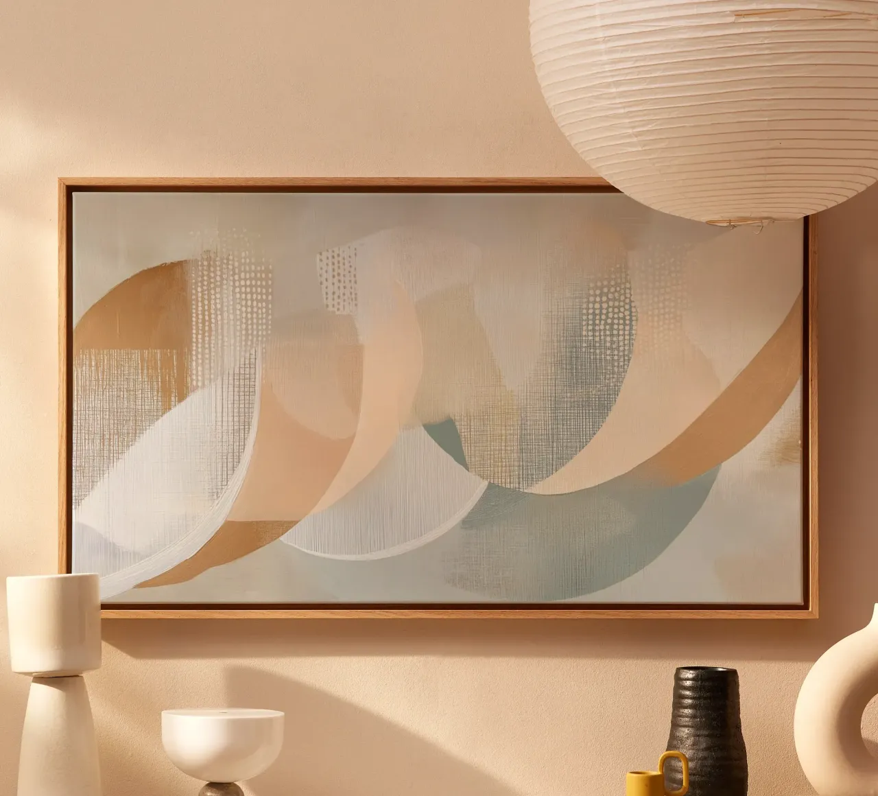 Formes abstraites dans des tons doux toile avec Caisse américaine de Imagine