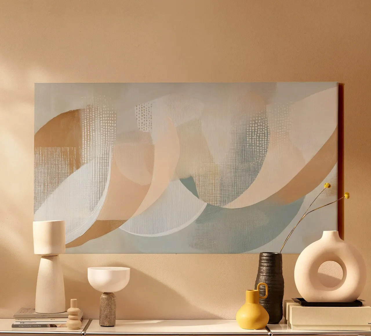 Formes abstraites dans des tons doux toile avec Caisse américaine de Imagine