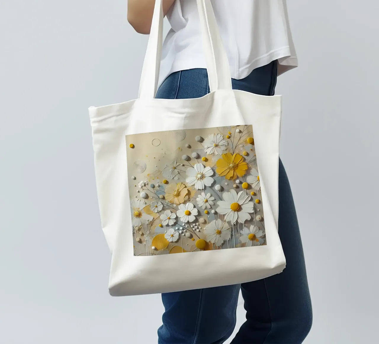 Flowers yellow tote bag by abstrakt