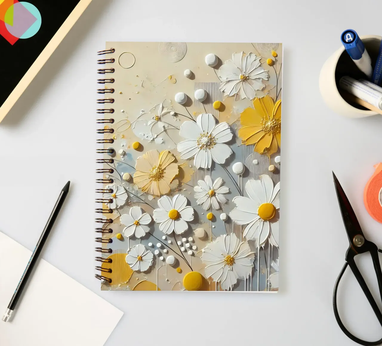 Blumen Gelb Ringbuch von abstrakt