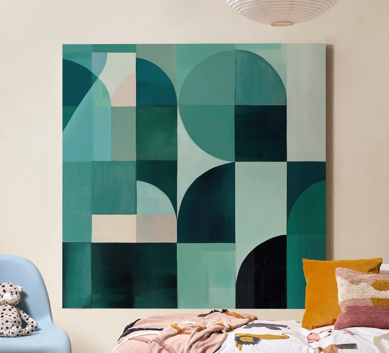Abstract blauw canvas met Baklijst van Imagine