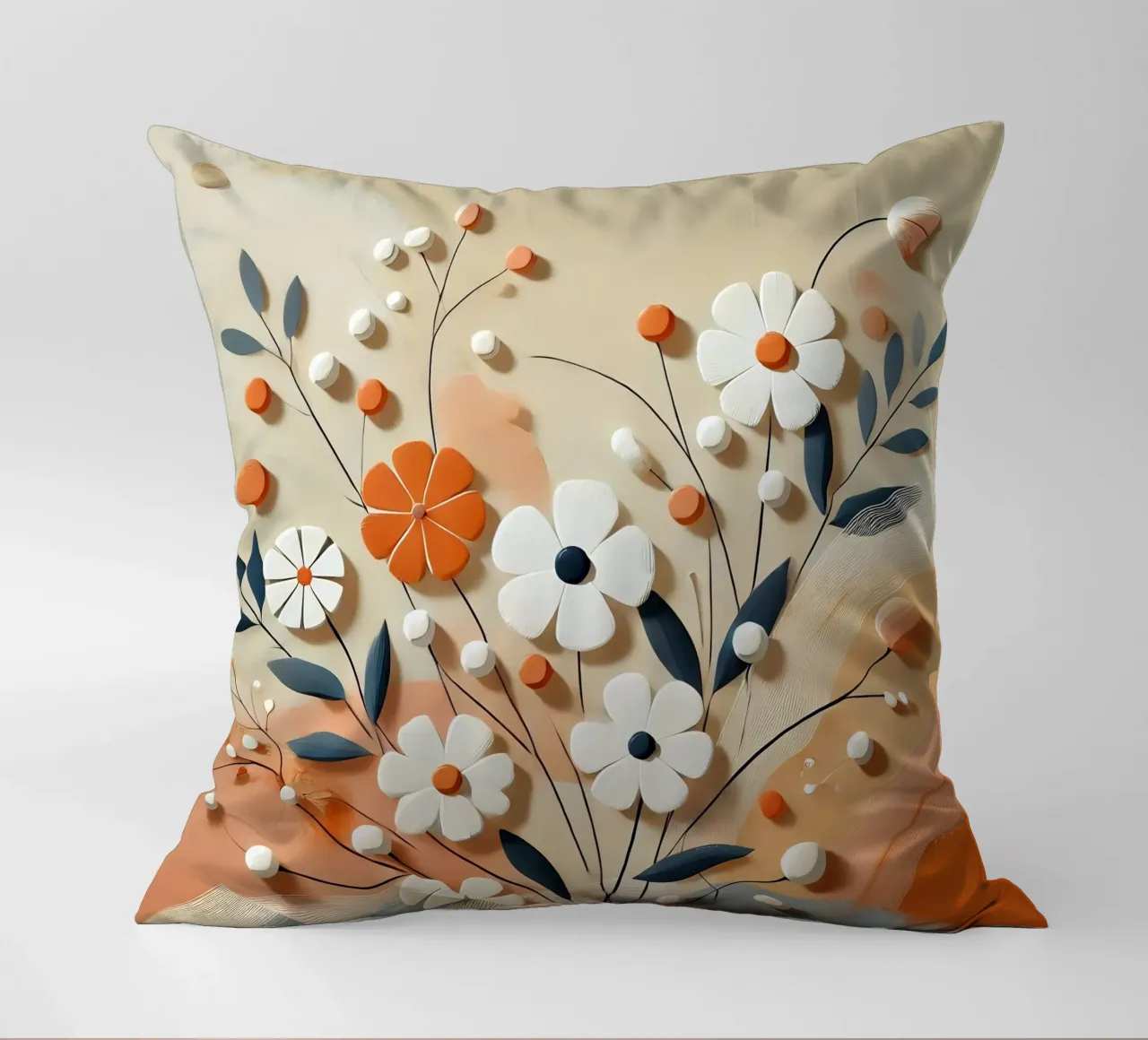 Fiori arancioni cuscino da abstrakt