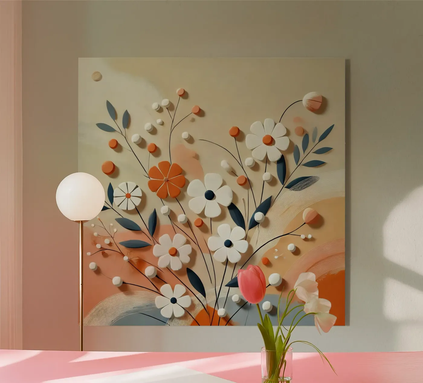 Fiori arancioni plexiglass da abstrakt
