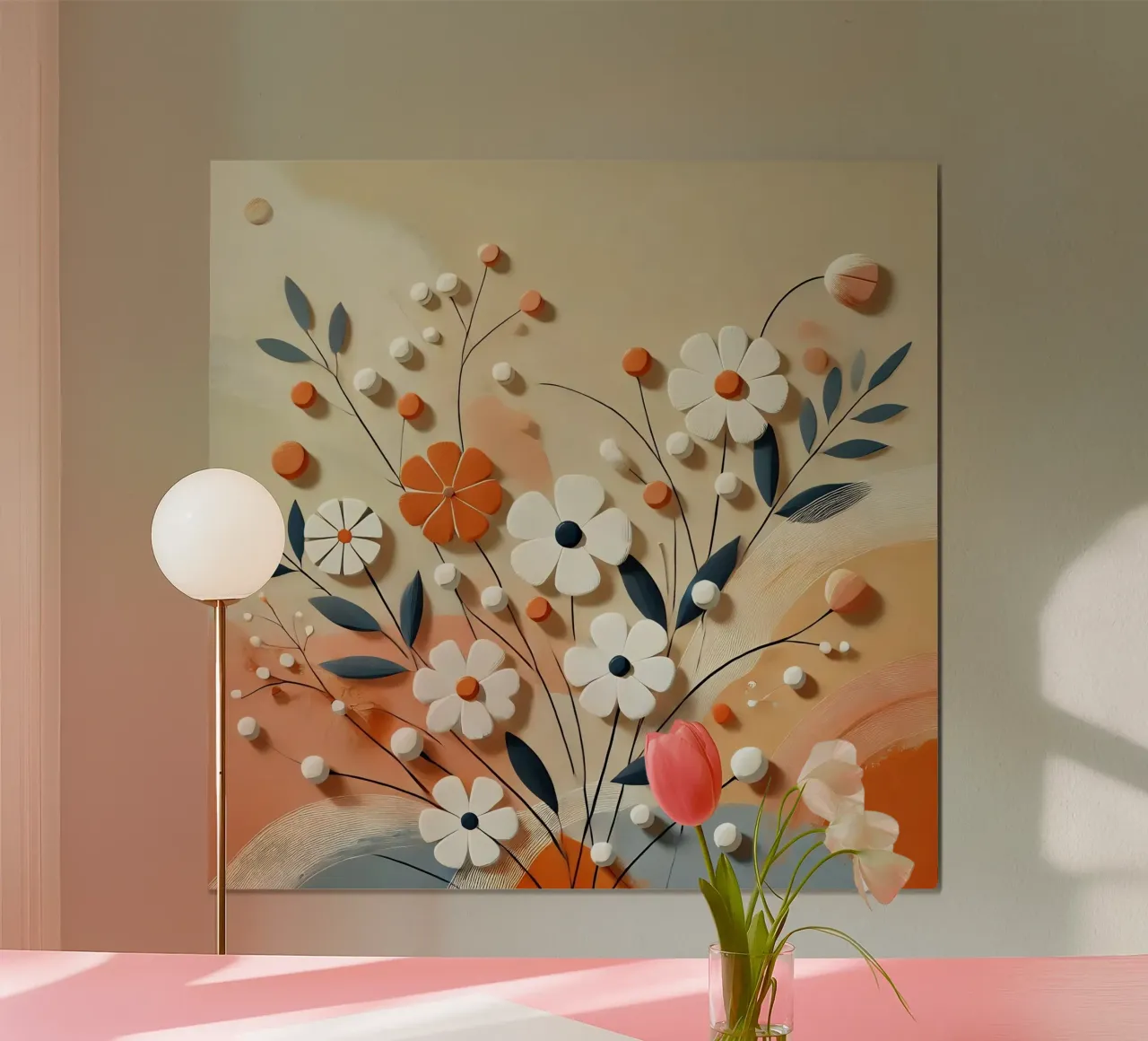 Fiori arancioni carta hahnemühle da abstrakt