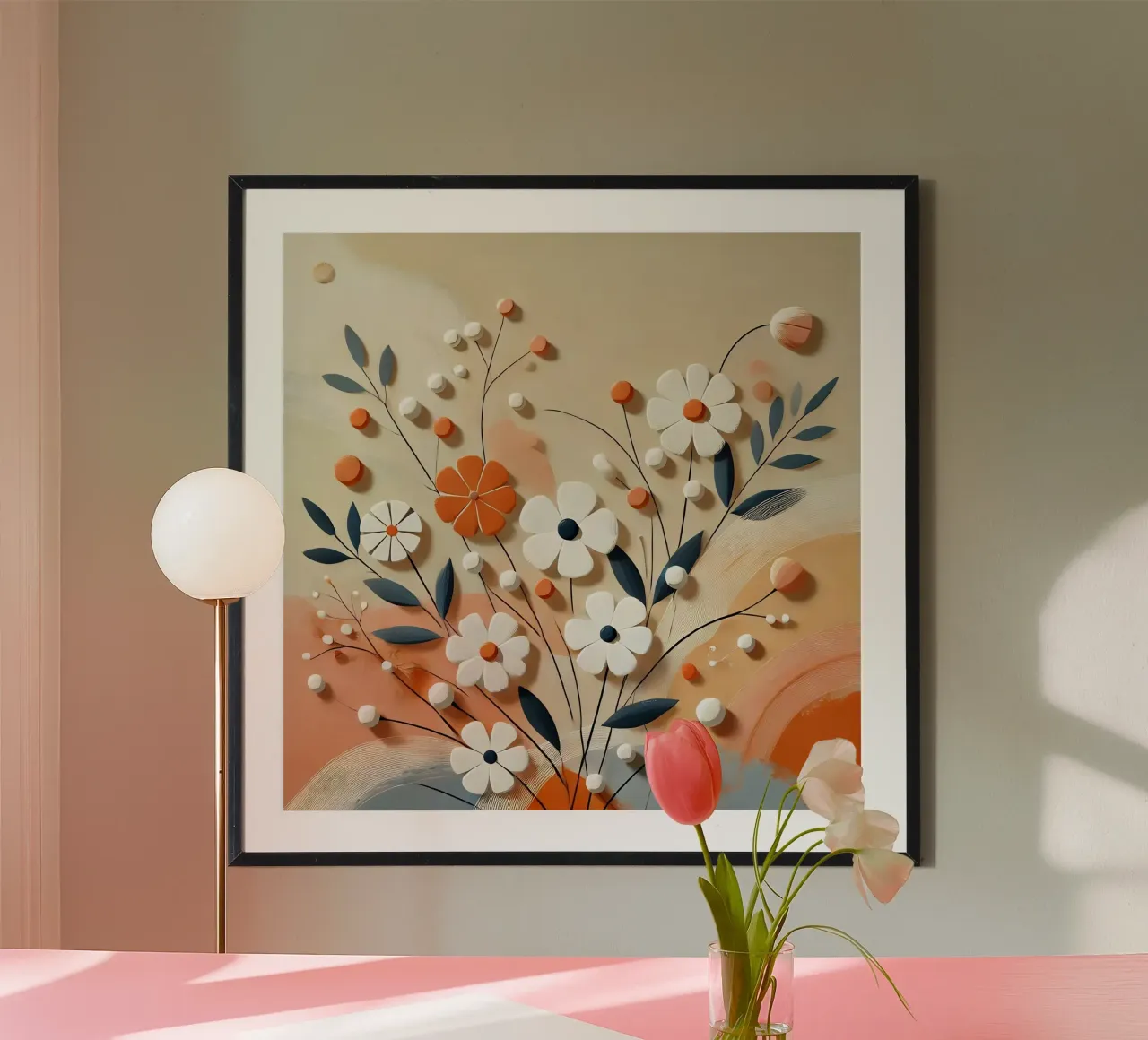 Fiori arancioni carta hahnemühle da abstrakt