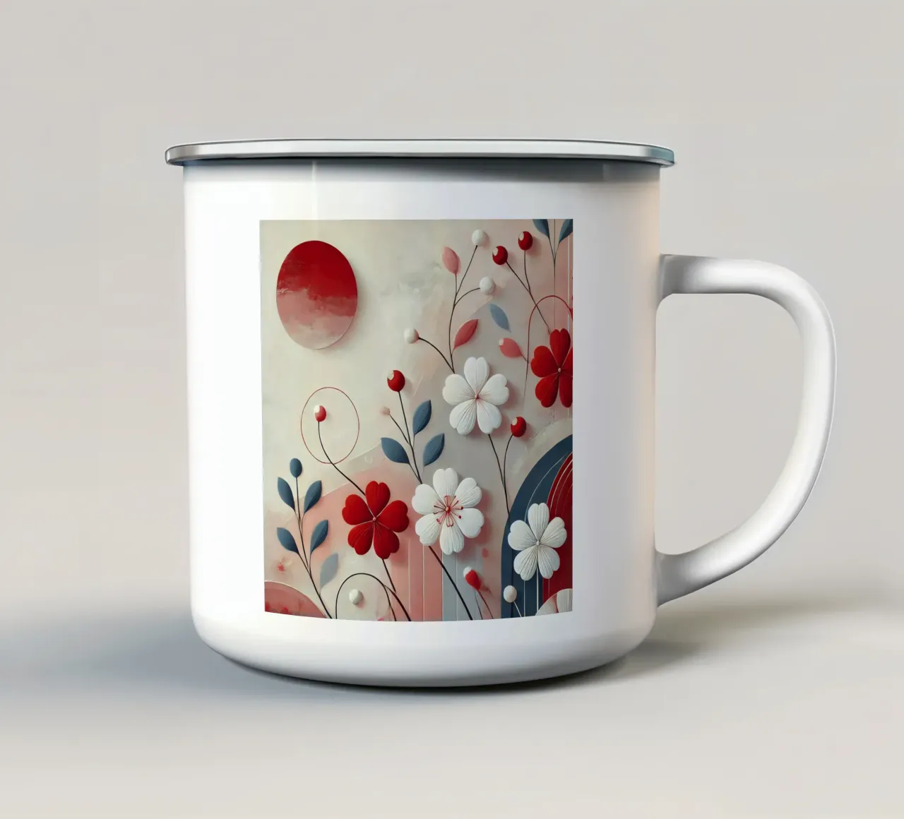 Fiori rossi tazza in smalto da abstrakt