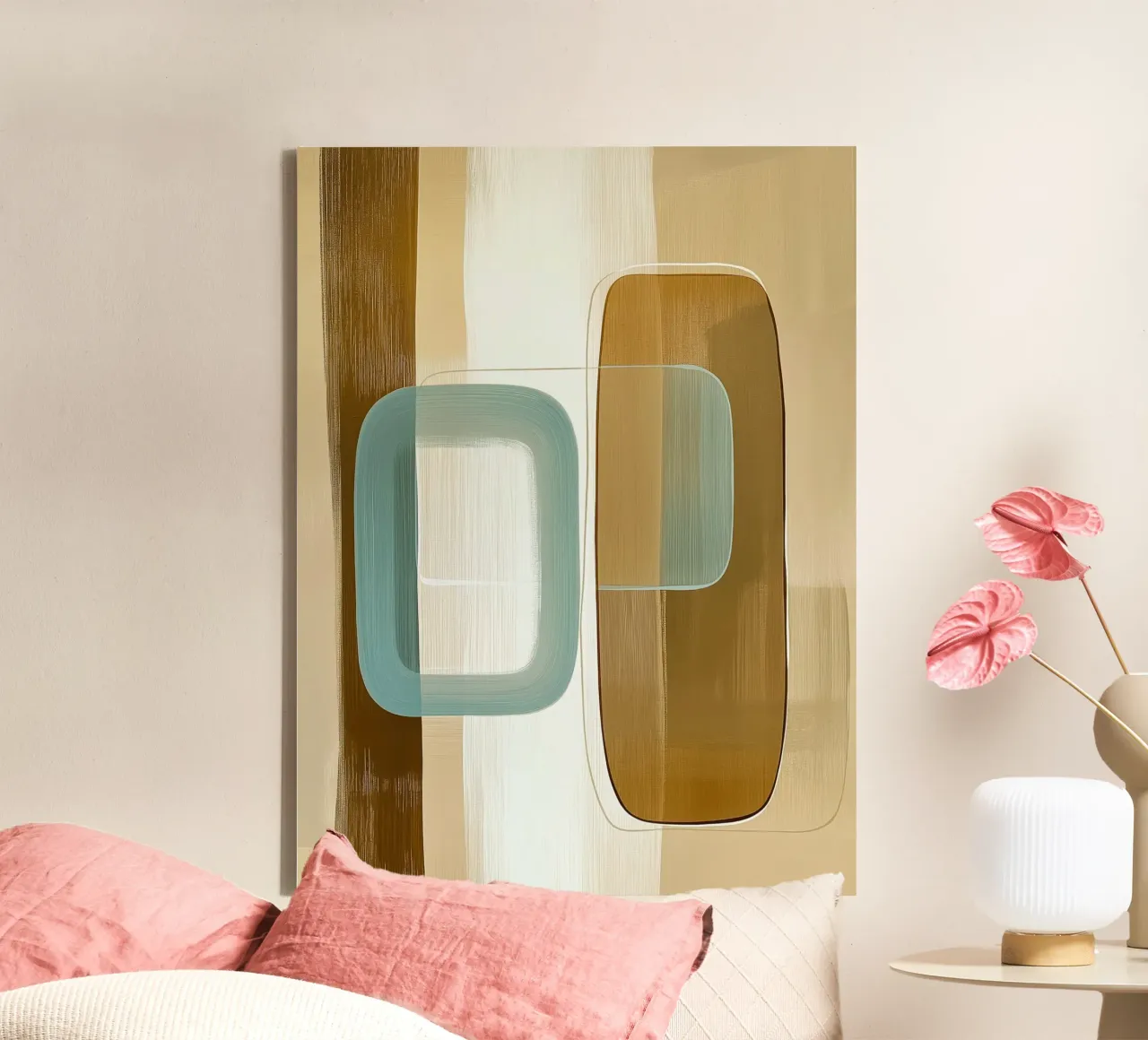 Abstract retro canvas met Baklijst van Imagine