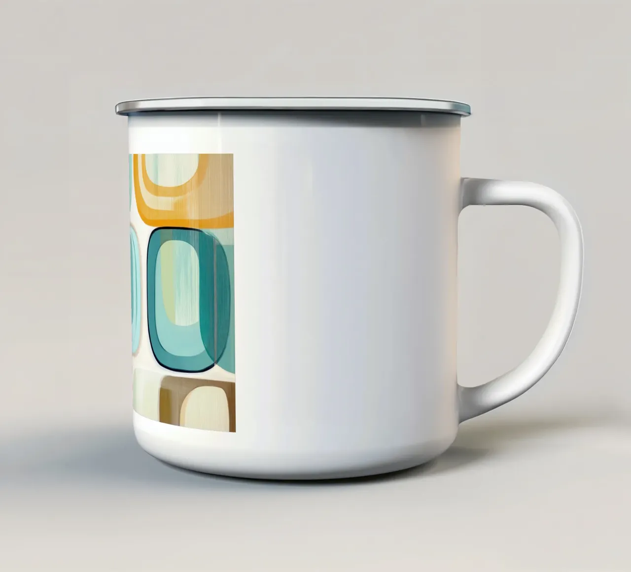 Resumen retro taza de esmalte de Imagine