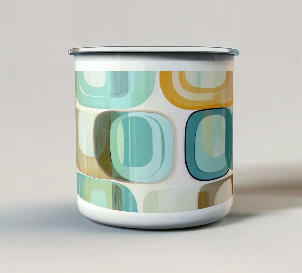 Resumen retro taza de esmalte de Imagine