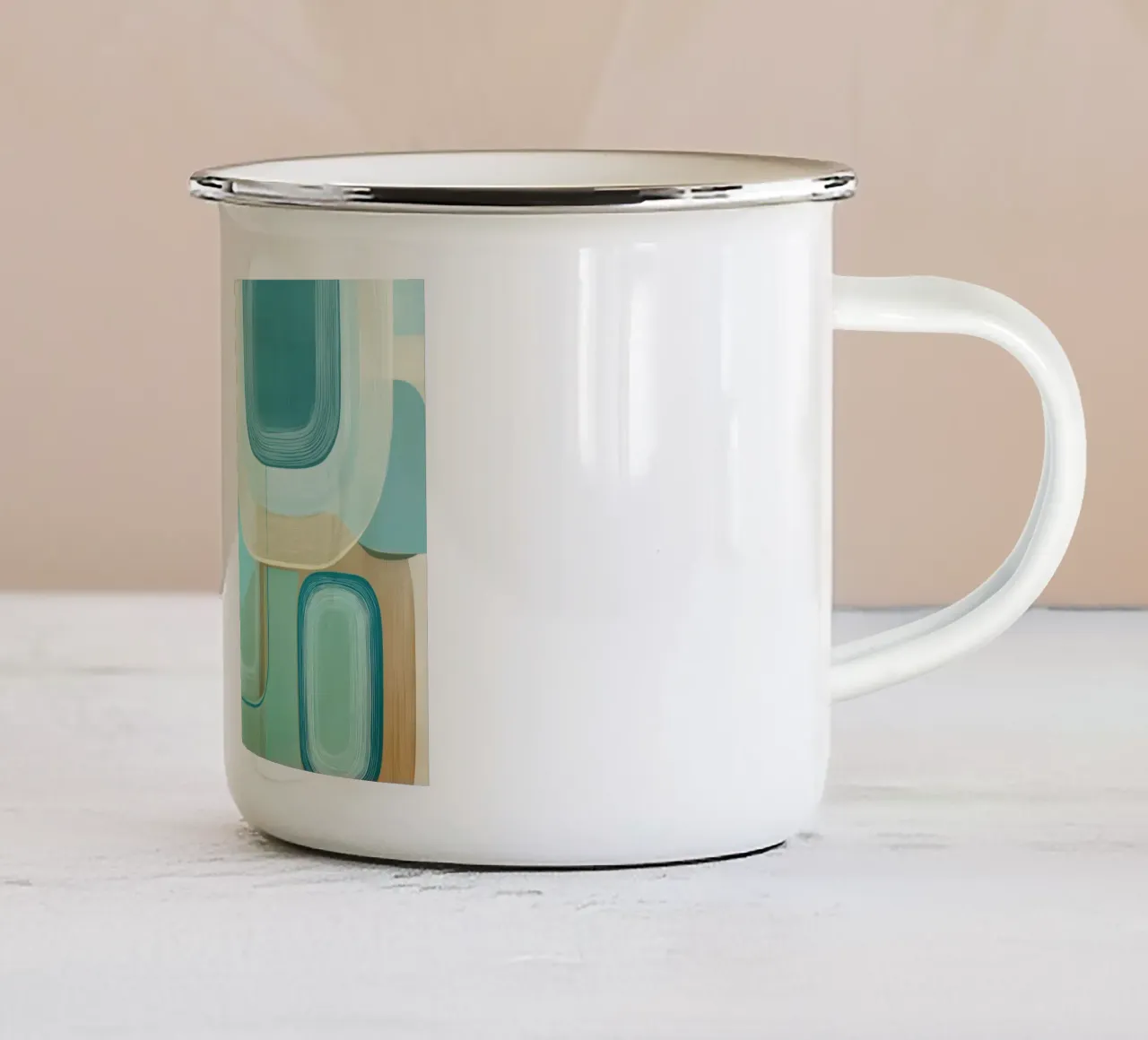 Resumen retro taza de esmalte de Imagine