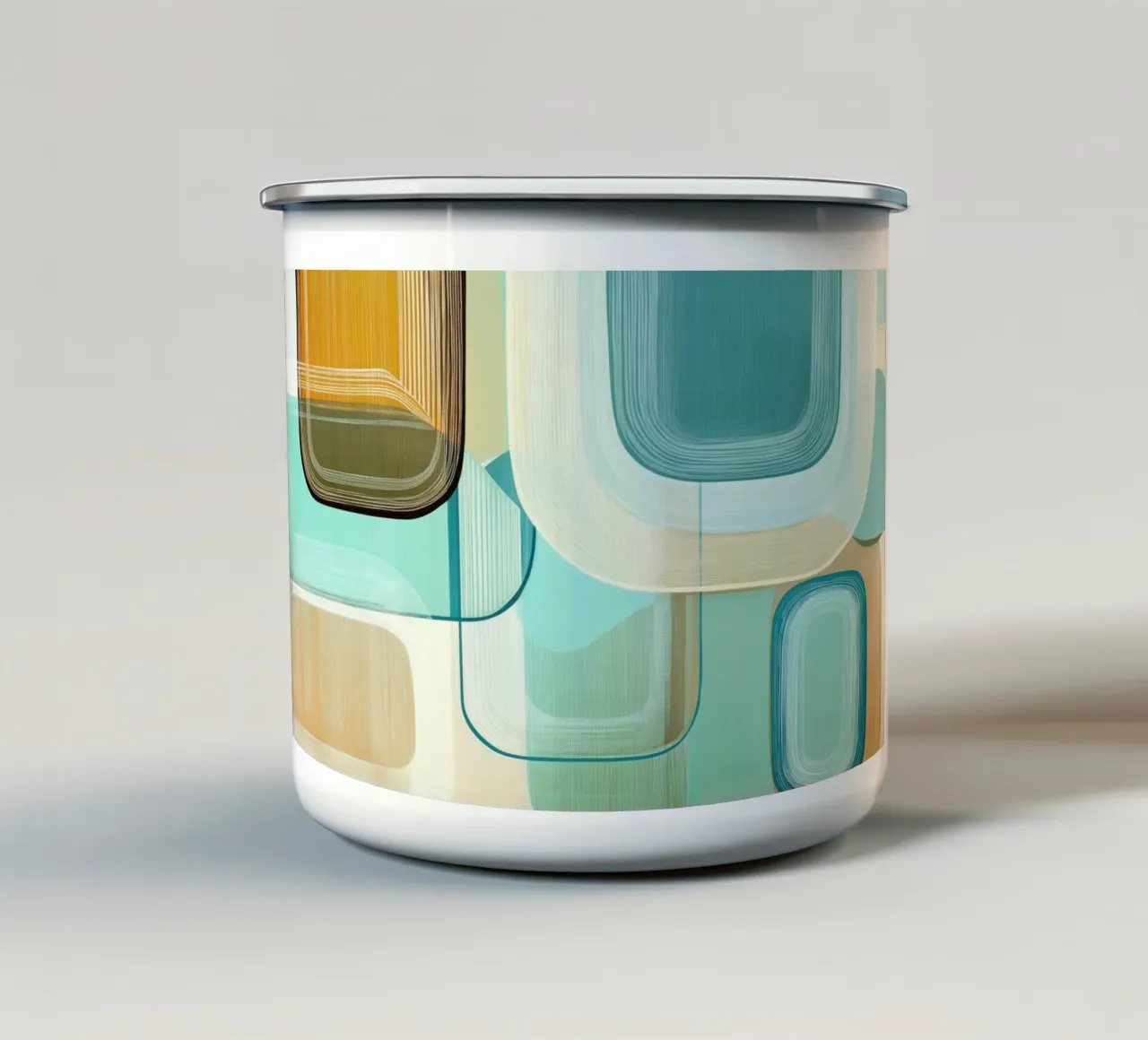 Resumen retro taza de esmalte de Imagine