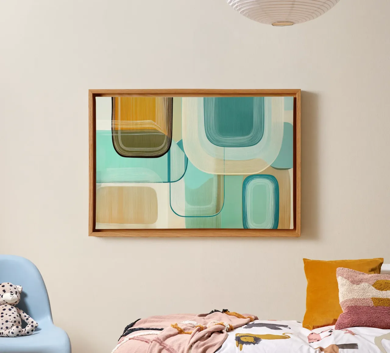 Abstract retro canvas met Baklijst van Imagine
