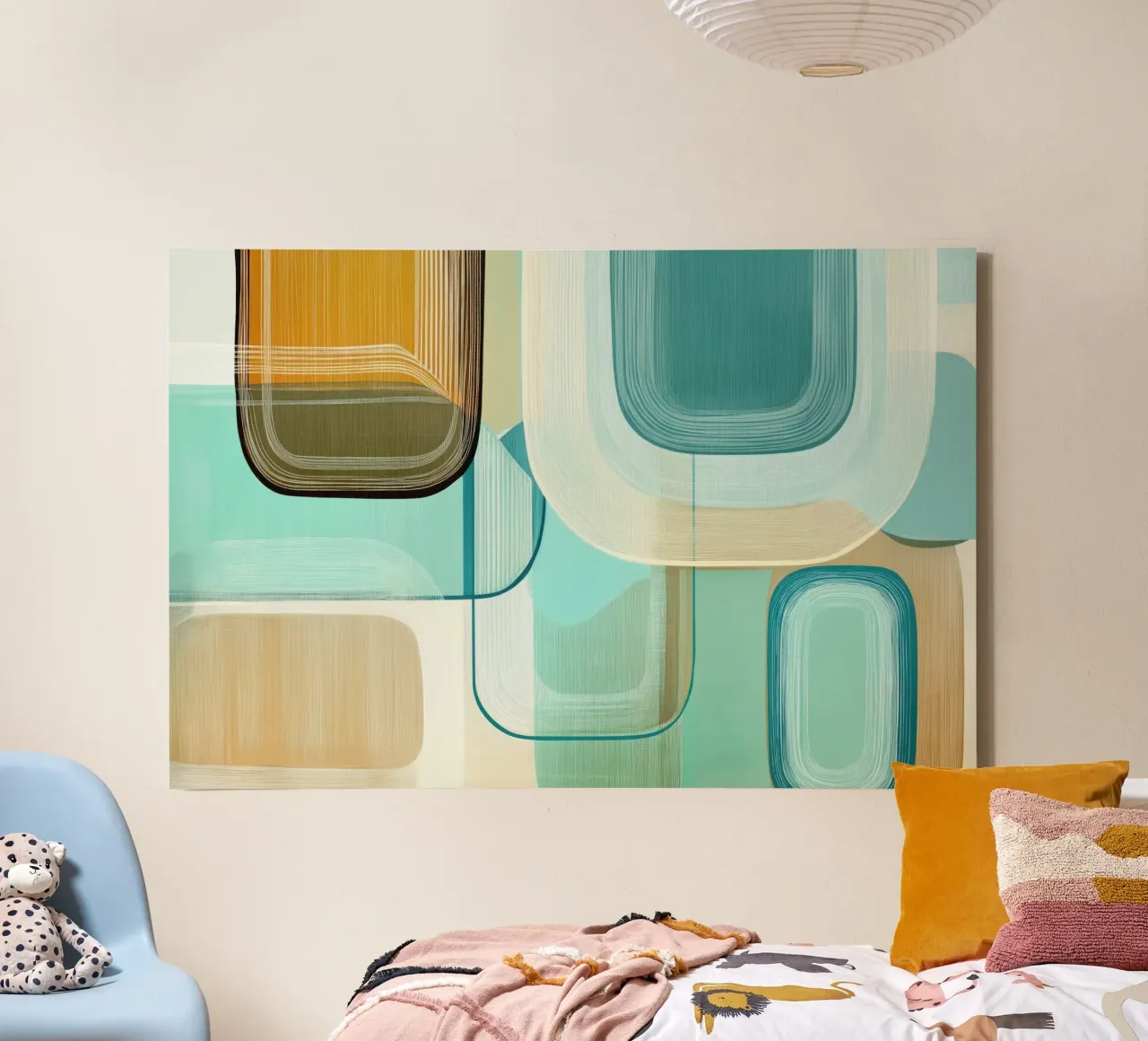Abstract retro canvas met Baklijst van Imagine