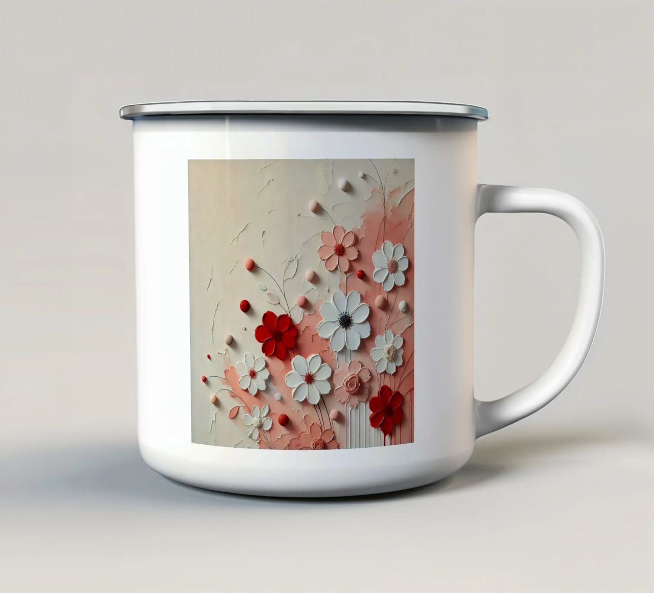 Fiori rossi tazza in smalto da abstrakt