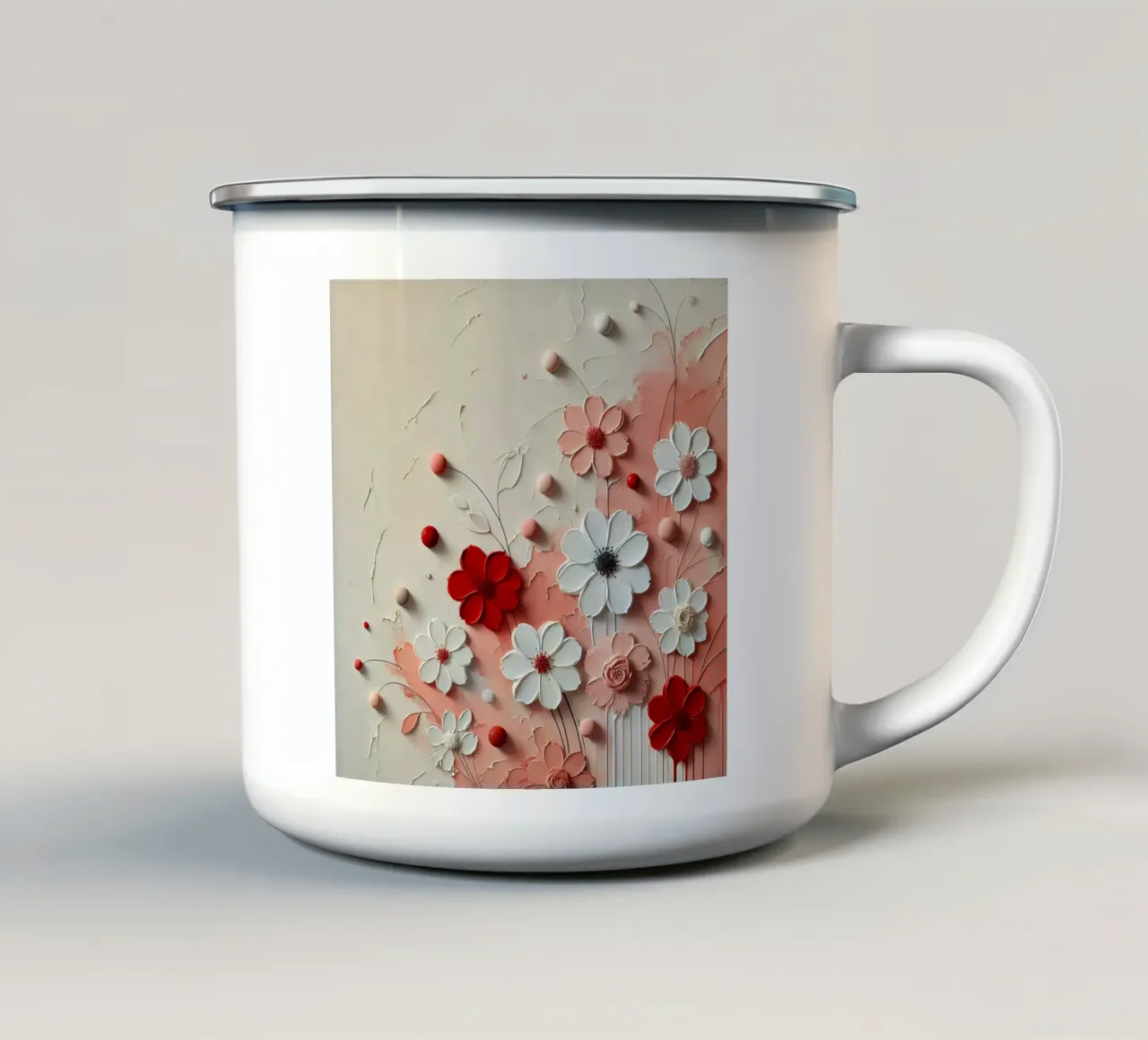 Fiori rossi tazza in smalto da abstrakt