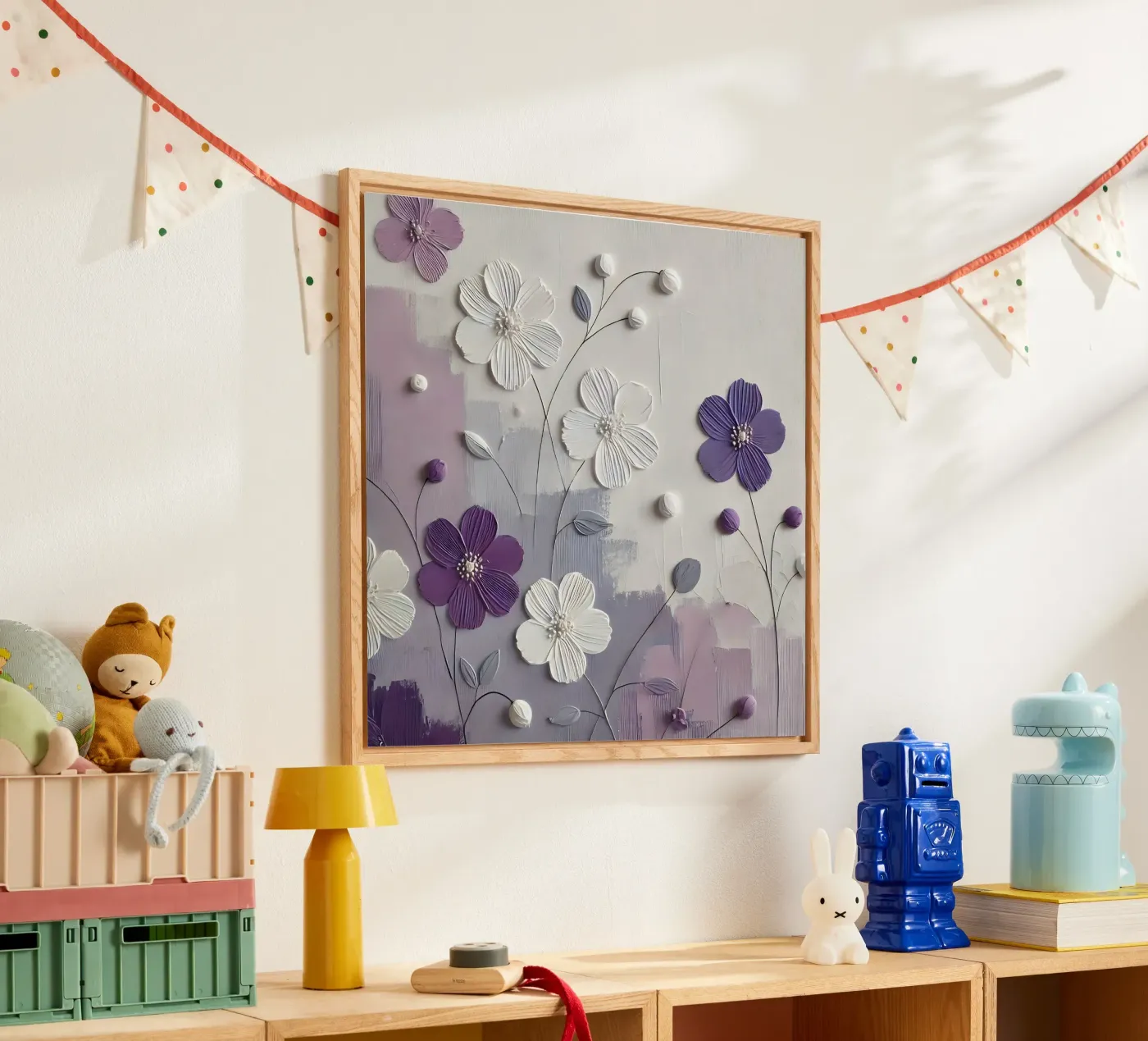 Paarse bloemen acryl van abstrakt