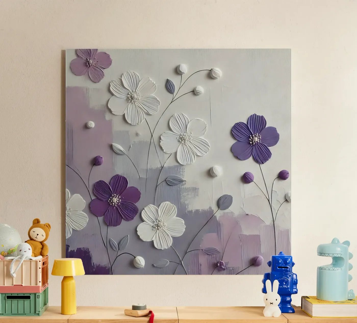 Paarse bloemen acryl van abstrakt