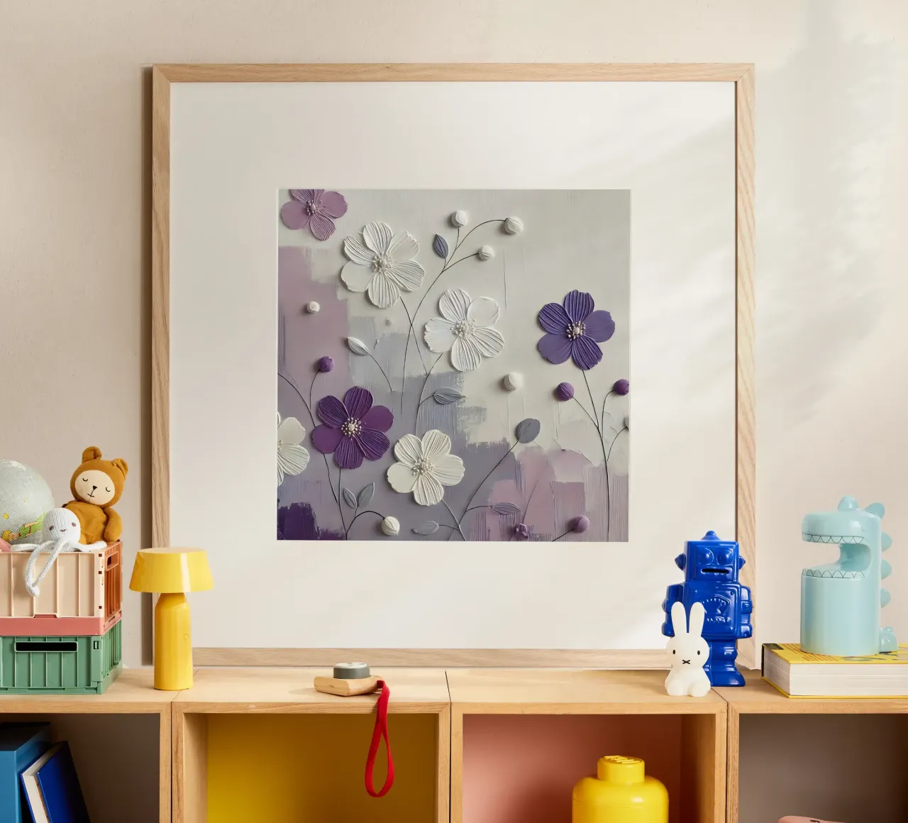 Fiori viola poster con telaio in alluminio da abstrakt