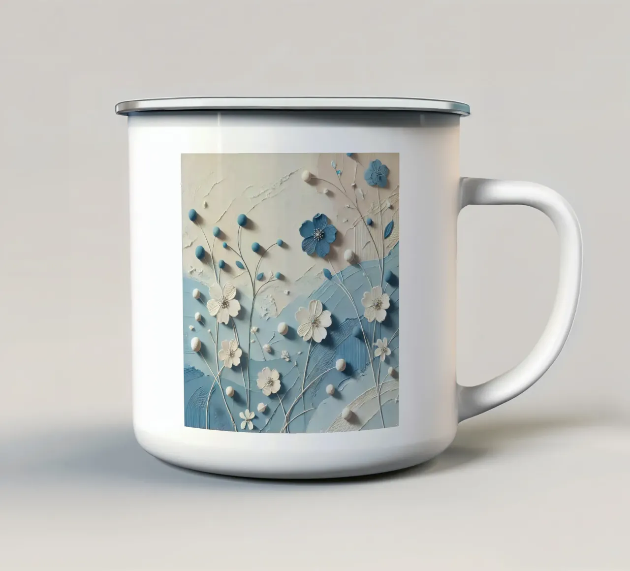 Fiori blu tazza in smalto da abstrakt