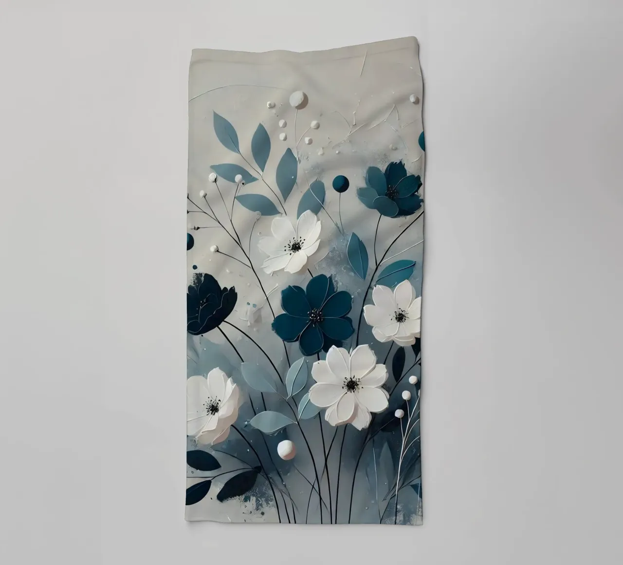 Blue flowers towel by abstrakt
