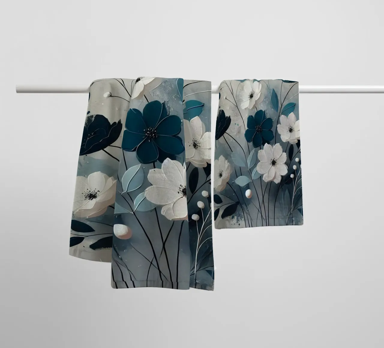 Blue flowers towel by abstrakt