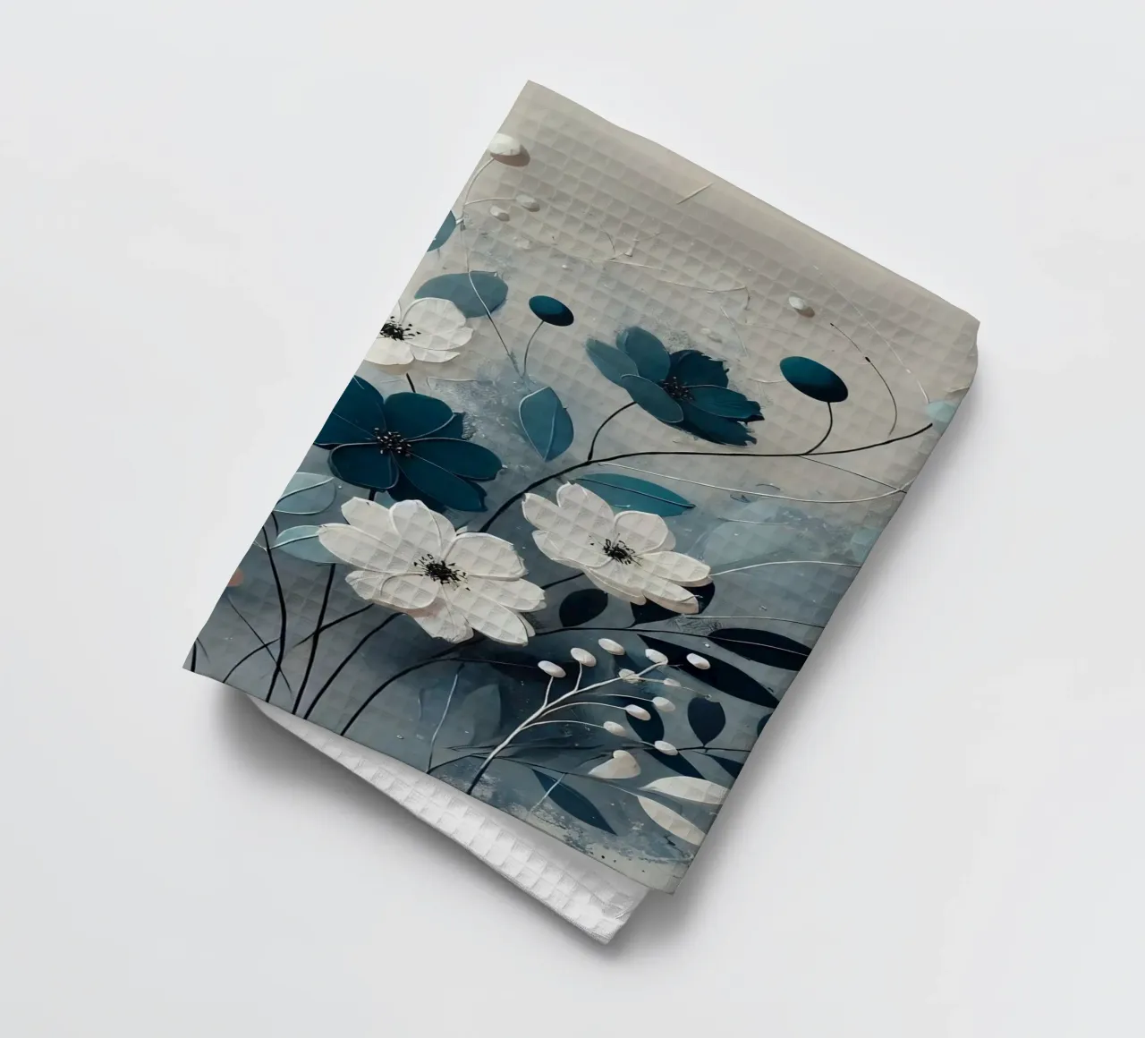 Blue flowers tea towel by abstrakt
