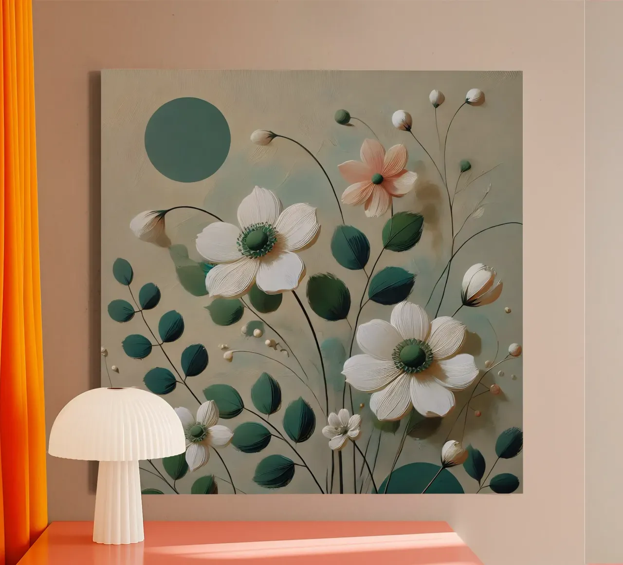 Fiori verdi tela da abstrakt