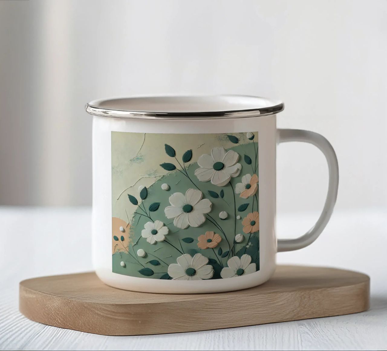 Fiori verdi tazza in smalto da abstrakt